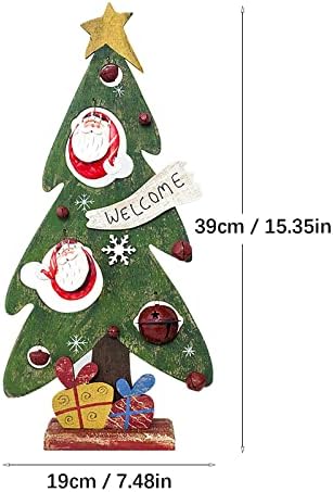 XIOS Коледна украса 2022 Творчески Коледна Украса Дървени Ретро Коледна Украса на Цветни Коледни Елхи Кухи Свирки Окачване Джудже Брада за Бродерия (B, Един размер)