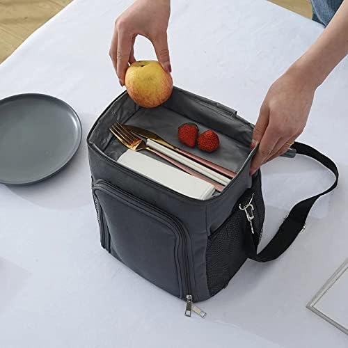 MGWYE Мода Водоустойчив Термална чанта за Обяд, торби за Многократна употреба на рамото за Пикник, Студентска, Работна, Училищна кутия за вечеря, Термобумага (Цвят: синьо размер: един размер)
