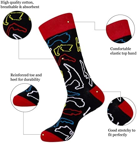 Belloxis Голф Китара Вълк Подаръци за Мъже, Подаръци за 13 Годишно Момче Пенсионни Чорапи Голф Китара Вълк Чорапи Забавни Забавни Чорапи