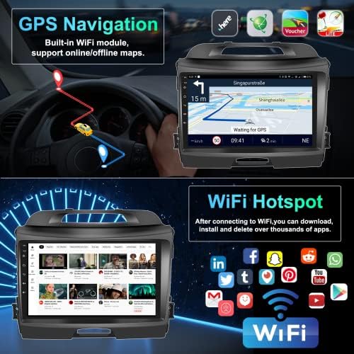 за Kia sportage Радио 2010- Обновяване на Замяна, Android 10 Автомобилна Стерео 9-инчов Сензорен екран, Двоен Din Главното устройство с WiFi FM/RDS-Рефлексен линк + Резервно помещение