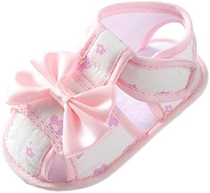 Меки обувки за деца За малки момичета, Проходилки за деца, Обувки Принцеса с лък, Сандали за Прекрасни Бебета (Жълто, 6 месеца)