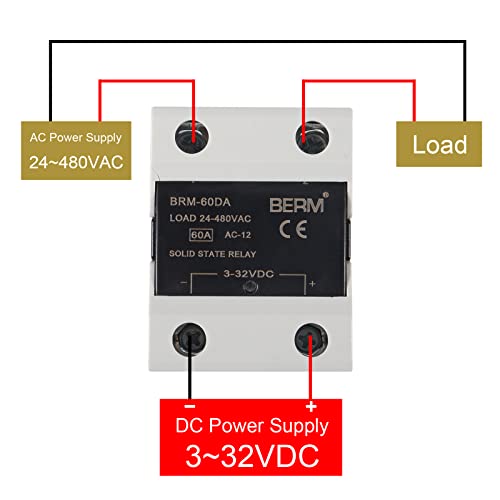Твердотельное реле от 2 теми, SSR-60DA на постоянен ток в променлив вход 3-32 В dc и на изхода на 24-480 ac 60A Монофазен Полупроводници Релеен модул