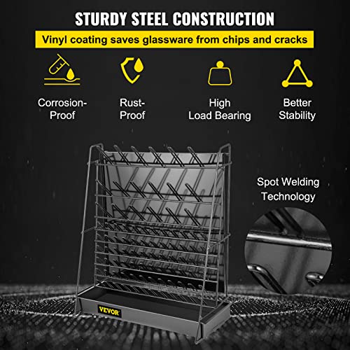 Простор VEVOR за лаборатория 90 Клечки Стойка за Лабораторна стъклария Сушилня за съдове от стоманена тел Стенни / свободно стояща Подвижни Колчета Простор за лаборат