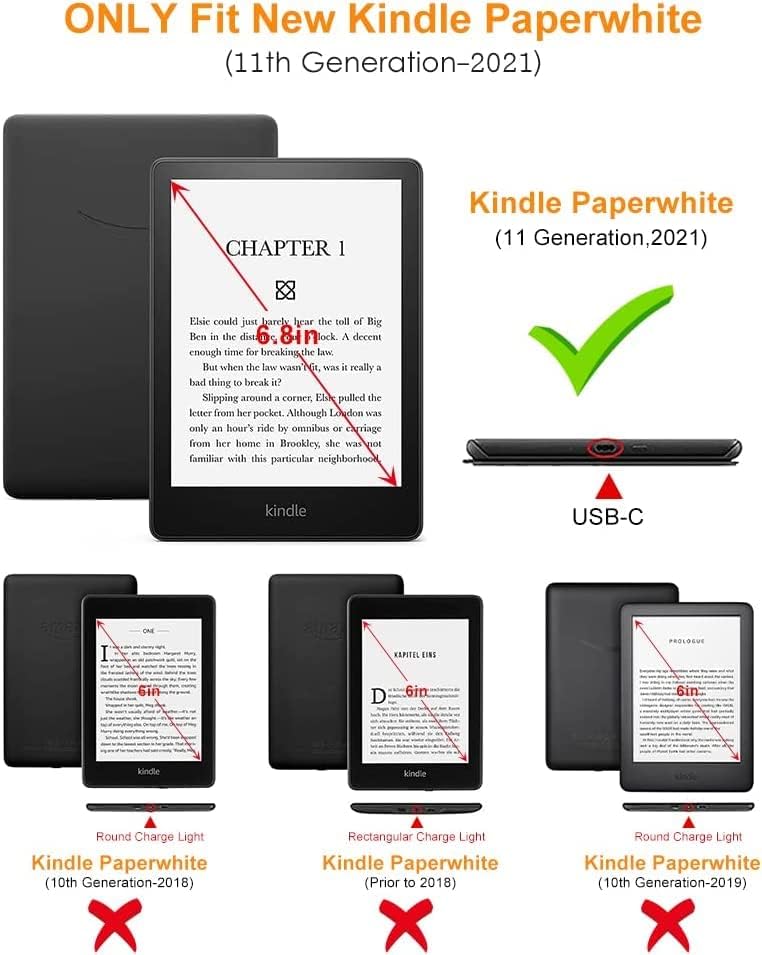 Калъф GUKSRASO само за 6,8 Kindle Paperwhite е на 11-то поколение 2021 г. съобщение (образец № M2L3EK), ултра-здрав калъф от TPU, с автоматична функция за събуждане / сън