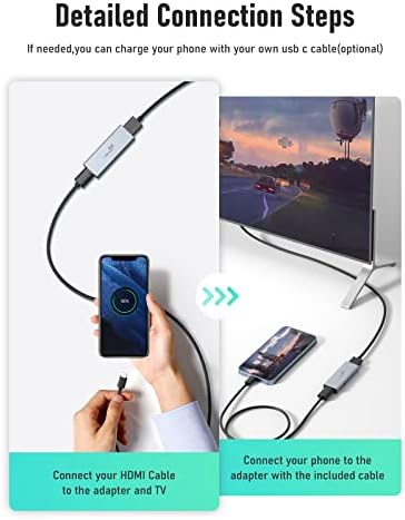 Адаптер YEHUA Светкавица-HDMI-4-футовым кабел, Цифров AV-HDMI адаптер 4K за iPhone/iPad към телевизор/проектор, Конвертор за синхронизиране на видео и аудио с зарядно порт, поддръ?