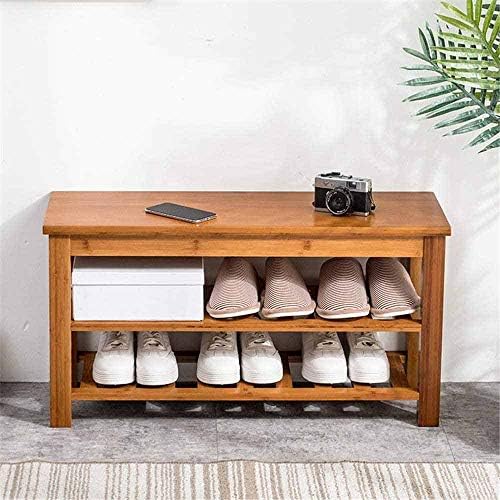 TAZSJG Бамбук пейка за обувки, 3-Ярусная рафт за обувки, Органайзер за съхранение на обувки от седалката, идеална за хол, спалня и входно антре, лесен за сглобяване