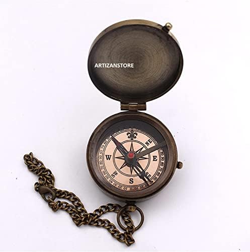 Джобен компас с надпис - Компас с Вдъхновяващ цитат от Торо - Подарък за абитуриентски бал, Годишнина, Кръщене, пенсиониране или Коледа - Месинг работен компас