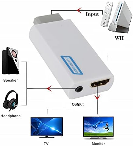 Конвертор WDBBY WII, HDMI, Full HD 1080P Wii 2 3,5 мм Аудио за КОМПЮТЪР HDTV Монитор Дисплей към адаптер (Цвят: както е показано, размер: един размер)