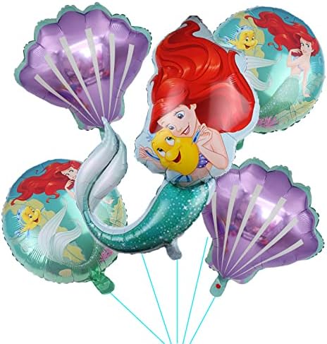 ALLPICK 5 БР. Балони От Фолио Принцеса-Русалка За Момичета, Детски Рожден Ден, на малката Русалка Ариел, на Парти за Рожден Ден