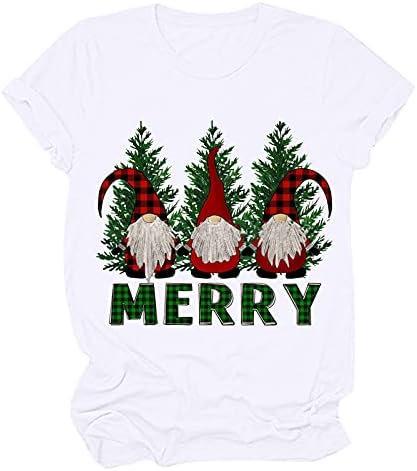 Дамски Коледни Ризи, Забавна Коледна Блуза С Графичен Дизайн За Момичета, Тениска С Къс Ръкав, Леопардовая Клетчатая Тениска С Коледна Елха, Върхове