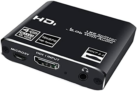 HGVVNM 1x8 4K UHD HDMI сплитер 2,0 1x2 HDMI 2,0 сплитер HDCP 2,2 HDR сплитер HDMI 2,0 4K 1x4 дървен материал HDMI2.0 сплитер (Цвят: както е показано, размер: един размер)