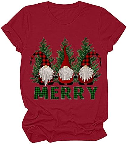 Дамски Коледни Ризи, Забавна Коледна Блуза С Графичен Дизайн За Момичета, Тениска С Къс Ръкав, Леопардовая Клетчатая Тениска С Коледна Елха, Върхове