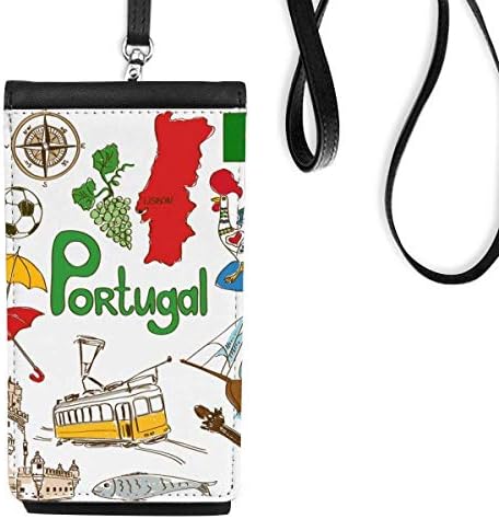 Португалия Пейзаж Животни Националния Флаг Телефон В Чантата Си Портфейл Окачен Мобилен Калъф Черен Джоба