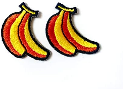 Комплект от 2 бр. Мини-Жълт Банан Плод, пришитый желязо към Бродирани Аппликационной Нашивке