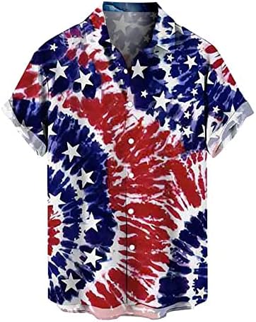 Приталенное рокля-риза MIASHUI, мъжки годишна ежедневна риза с принтом американския флаг в чест на Деня на независимостта, ризи с къс ръкав за