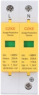 PURYN 2P Устройство за защита от пренапрежение AC SPD 385V Устройство за защита от пренапрежение за дома Защитен низковольтный разрядник (Цвят: 2P, размер: 5-10 ка)