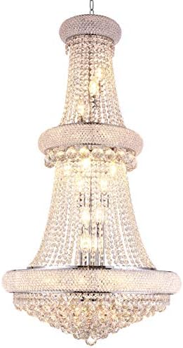 Голяма, Модерна и Луксозна Кристален Полилей за Фоайето на Френската Имперска Кристален Полилей Сребърен Осветление на Стълби с Кристал полилей за Високи тавани 18 осветителни Тела