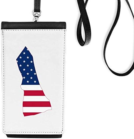 Ню Хемпшир, САЩ Карта Звезди Ленти Флаг Формата на Телефона в Чантата си Портфейл Окачен Мобилен Калъф Черен Джоба