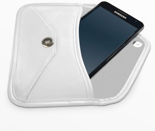 Калъф BoxWave, който е Съвместим с Motorola Moto G6 Play (калъф от BoxWave) - Луксозни Кожена чанта-месинджър, дизайн своята практика-плик от изкуствена кожа за Motorola Moto G6 Play - цвят слонова кост, Бял