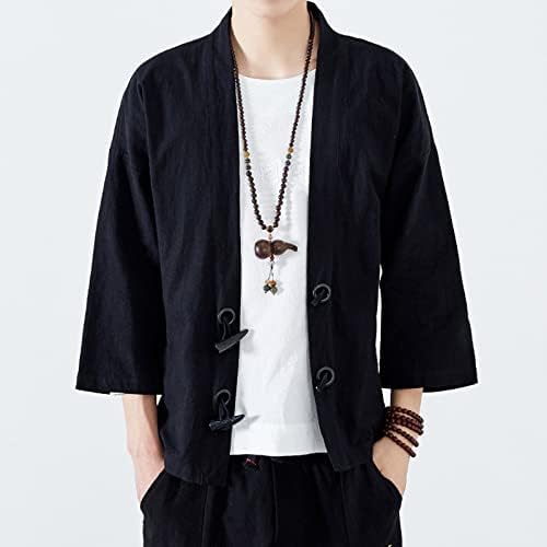 Якета Мъжки Модни Японски Юката Ежедневното Палто Кимоно На Горно Облекло Свободни Памучни Якета