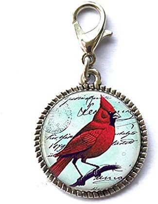 Драстично е Червена Птица Модел Чар Бижута Подарък на Приятел Гривна Висулка с Цип Чар със Закопчалка Омар Арт Фото Светкавица Бижута