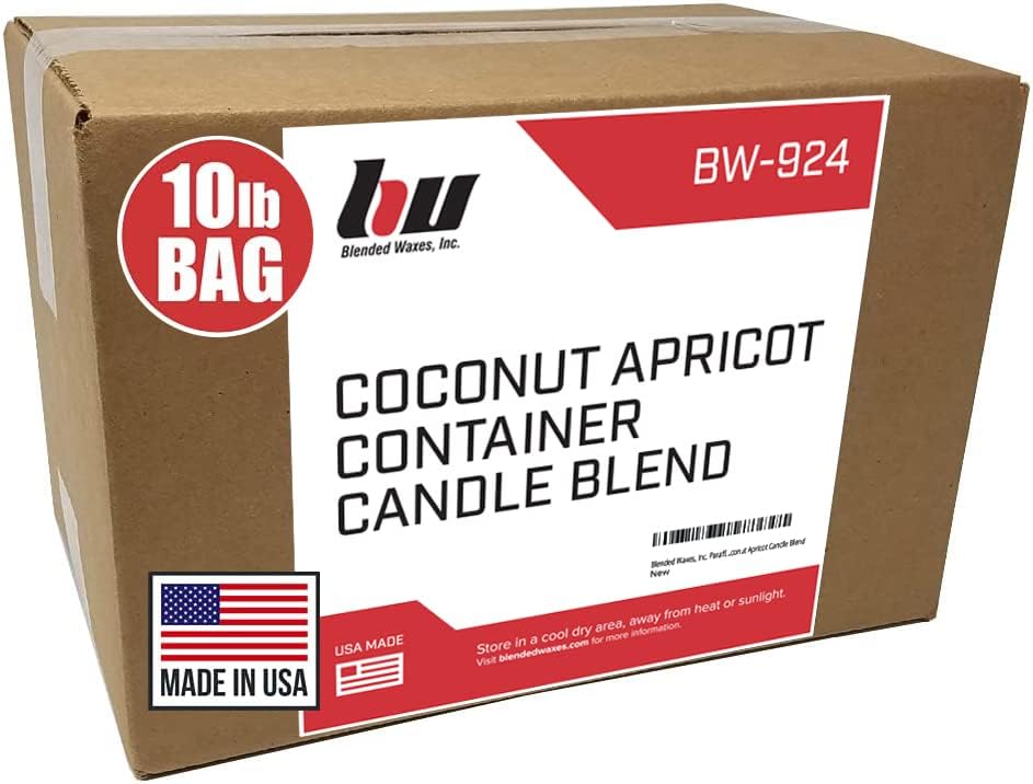 Blended Waxes, Inc. Кайсии, соев и кокосов орех и восък за производство на свещи - Изцяло Натурална смес от восък за свещи - Висококачествени удобства за самостоятелно приготвяне на свещи - Пастилки за 10 паунда