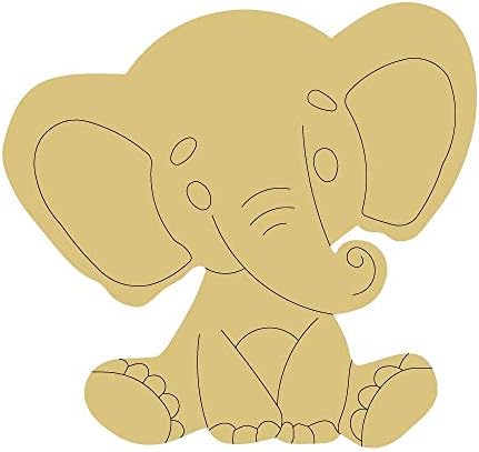 Дизайн на Слон по Подобие на Деколте Недовършена Дървена Животно Закачалка за вратата на Детската Стая Форма MDF Платно Стил 6 Арт 2 (24 )