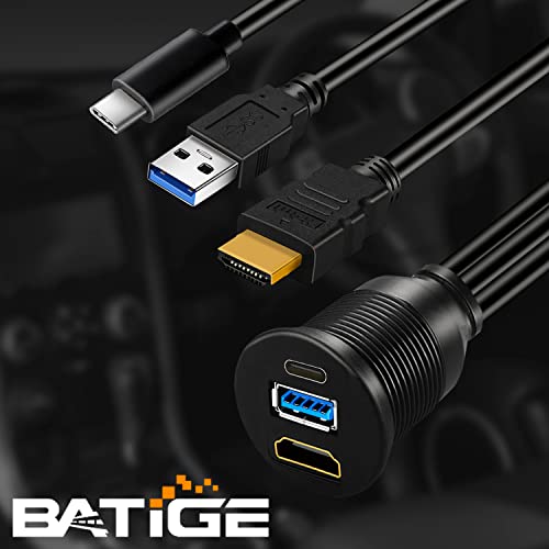 BATIGE USB 3.0 и Type C 3.1 и HDMI мъж към Жена Автомобили в USB Удължител C за Скрит Монтаж USB 3.0 Dash Mount за Автомобил, Камион, Лодка за Мотоциклети - 3 метра