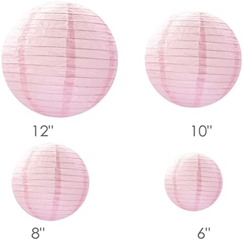 Висящи Хартиени Фенери GUKEYEY за украса на Годишнината/Сватба/раждане Декоративни Хартиени Фенери, 4 размера - 10 бр. (Розово), ZD01