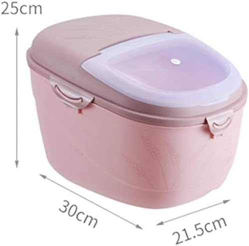 Кутия за съхранение на ориз Контейнер за съхранение на ориз 10 кг Големи Хранителни контейнери с капаци за Контейнери за съхранение на сухи продукти с лъжичка (Синьо) Цвят: Син Контейнер за съхранение (Цвят: розов)