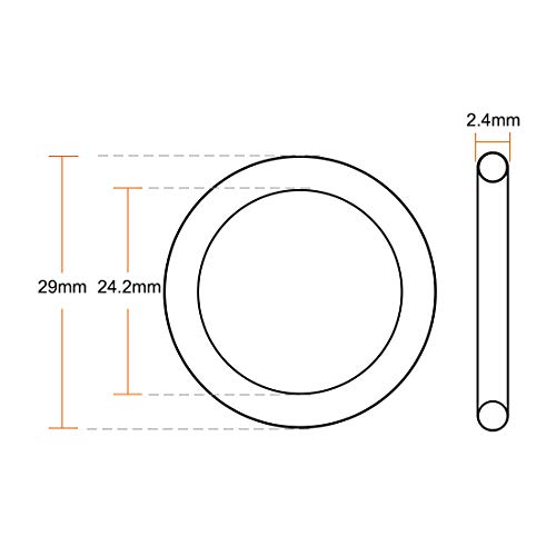 Уплътнителни пръстени от фторкаучука uxcell 29 mm OD 24,2 мм ID Широчина 2,4 мм, Metric оборудване запечатване на уплътнението FKM, Опаковка от 5