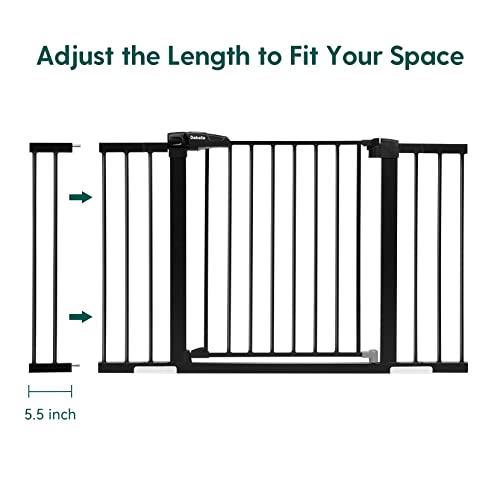 Babelio 29-53,5 Метални Детска Порта, Лесен за инсталация Вратичка за домашен любимец, Много е Широка Порта за безопасност на децата с врата, Нажимная Вратичка за кучета отвори врати и стълбища, черна