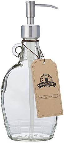 Бутилка-опаковка за сапун и лосион Jarmazing Продукти в ретро стил - Прозрачно Стъкло, с помпа от неръждаема стомана - 12 Унции - Една опаковка