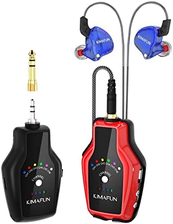 KIMAFUN Безжична система за мониторинг в ухото 2,4 G, Безжични слушалки IEM System Слушалки за музиканти, Певци и dj-и, Барабанисти, Сценични изяви, репетиции на групата, студио, китарен усилвател, високоговорители