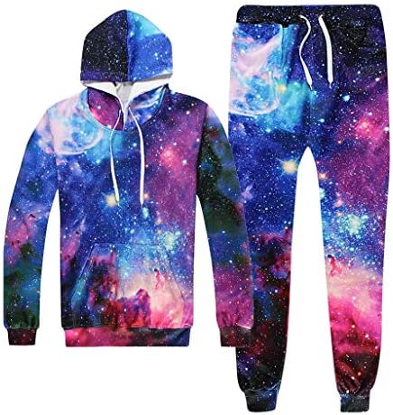 Мъжки Спортен Костюм Вселената 3D Принт С Качулка Galaxy Hoody Блузи, Панталони и Комплекти Спортен Костюм