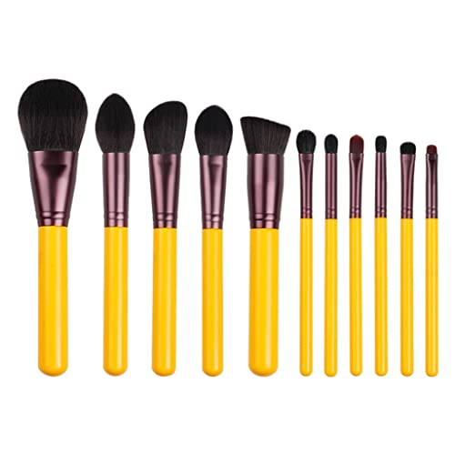 Комплект Четки за Синтетични Косми N/A Yellow Series 11шт-Козметична Дръжка За лице и очи-изкуствена Коса