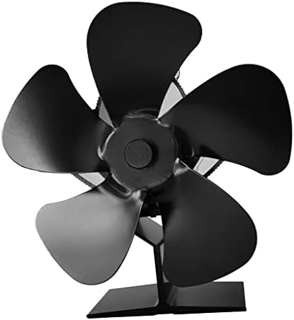 UXZDX CUJUX Черно Камина вентилатор с 5 остриета, вентилатор за печки с топлинна захранването, Дърво горелка, Тих вентилатор, ефективен за дома (Цвят: черен размер: 16085165мм)