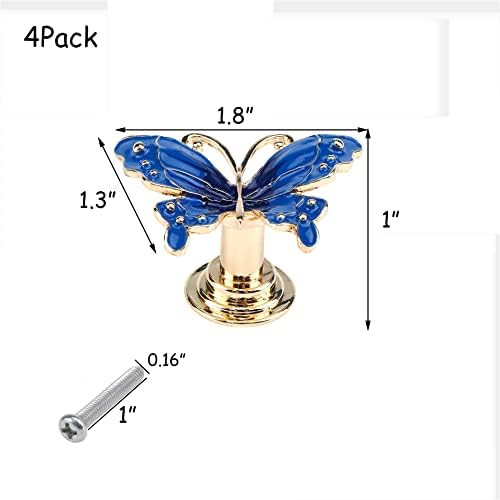 HEVSTIL 4 опаковки Дръжки за шкафа с пеперуди Декоративна Метална Дръжка във формата на пеперуда Врата Дръжка За Чекмедже на Гардероба, Прибиращи Скрин С един Дупка Др?