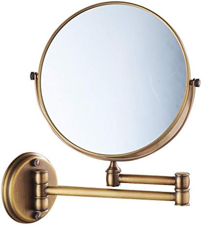 Тоалетен огледало за грим с 3-Кратно увеличение, Двустранно Стенно Огледало, завъртащо се на 360 °, Выдвижное Огледало за Баня, Черен (Цвят: сребърен размер: 8 инча)
