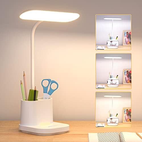 Светодиодна настолна лампа YOUKOYI, Настолни лампи за домашния офис, Настолна лампа, за да се учат с мощност 10 W с регулируема яркост, държач за химикалки, Цветни лека но