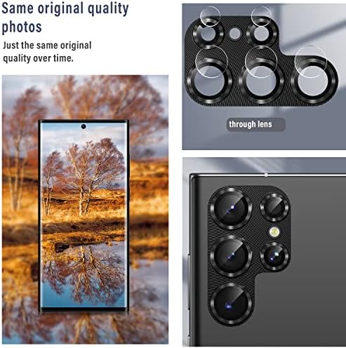 Защитно фолио за обектива на камерата AFARER [2], която е съвместима с Samsung Galaxy S23 Ultra 6.8 , 3D Алуминиева Метална фолио за обектива, Защитно фолио за екрана на камерата от закалено стъкло твърдост 9H, здрав