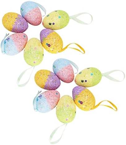 Ciieeo Пяна яйца Artificiales para украса за яйца Декор кошници фалшиви кокоши яйца великденски яйца висулка блестящ оформление на великденски яйца подпори форма яйца окачен