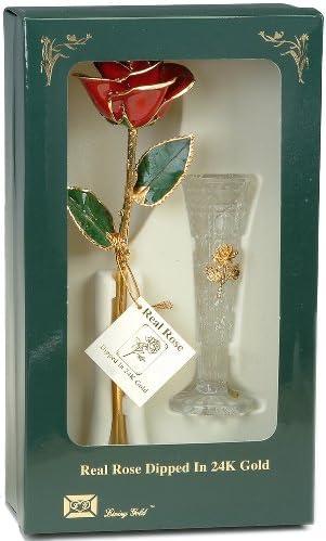Истинска Роза, оправленная в 24-каратово злато с ваза (черен)
