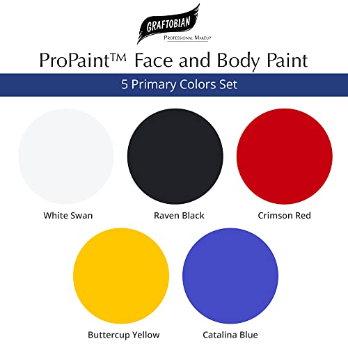 Боя за лице и тяло Graftobian Makeup ProPaint - Комплект за рисуване на лице 5 грама - Грим за Хелоуин Грим за костюми за възрастни - Боя за тяло за възрастни - Боя за лице - Боя за кожа - Боя за грим