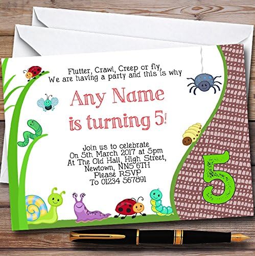 Пощенска картичка Зоопарк Насекоми, Бръмбари и ladybugs Персонални Покани за участие В Детски парти