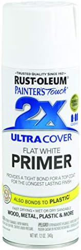 Универсална боя за всички повърхности Rust-Crotonis 330505, 12 унции, Матиран Селска черно и 249058 Painter's Touch 2X Ultra Cover, 12 течни унции (опаковка от 1), Плоска бяла грунд, 12 мл