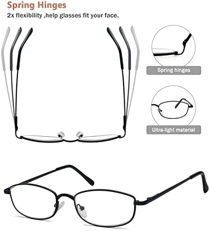 Eyekepper, 4 опаковки очила за четене, мъжки и дамски очила в метални рамки, правоъгълни ридеры + 2,75