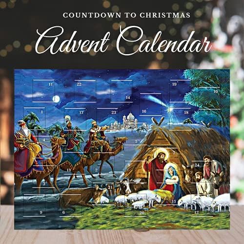 Религиозен Адвент-Календар, който проследява Обратно броене до Коледа 2023 г., Пълноцветно Оформление на Традиционното Коледно сцена, 24 Раздели на Вратата, Забавни х?