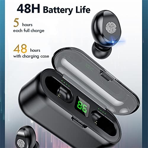 Безжични слушалки MGANEL Bluetooth 5.0, Led Дигитален дисплей хранене, Сензорно управление Bluetooth Слушалки, Безжични слушалки в ушите с шумопотискане HD Стерео с микрофон, Водо?
