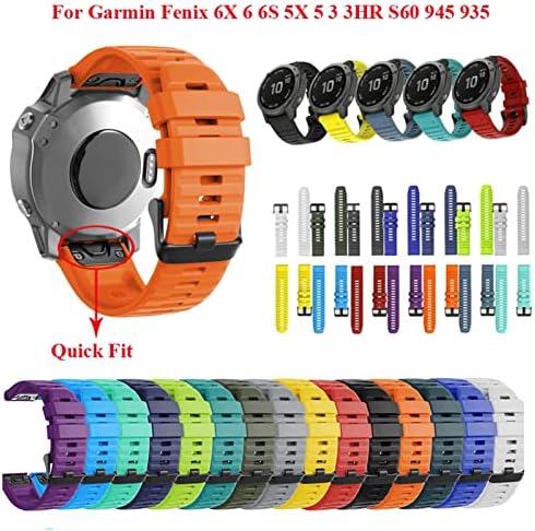 KFAA 20 26 22 ММ Быстросъемный каишка за часовник Garmin Fenix 7 7X7 S, Силикон быстросъемный каишка Easyfit часовник (оранжев цвят, размер: Fenix 7X)